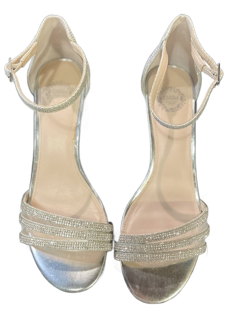 I. Miller Beautiful Shoes Women's Silver Ankle-Strap Formal Heels (Size: 8.5)